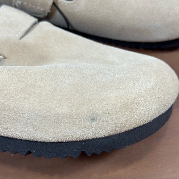 Staheekum Women's Crescent Slip On Tan Suede Buckle Clogs Size 6 - Picture 4 of 8